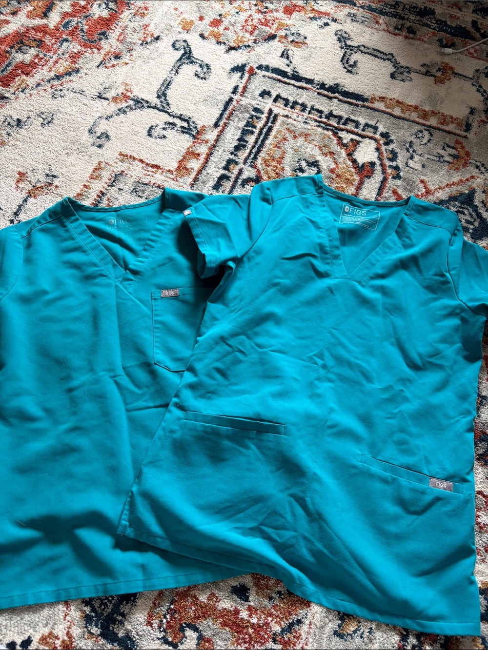 FIGS Teal V-Neck Scrub Tops
(Two tops!)